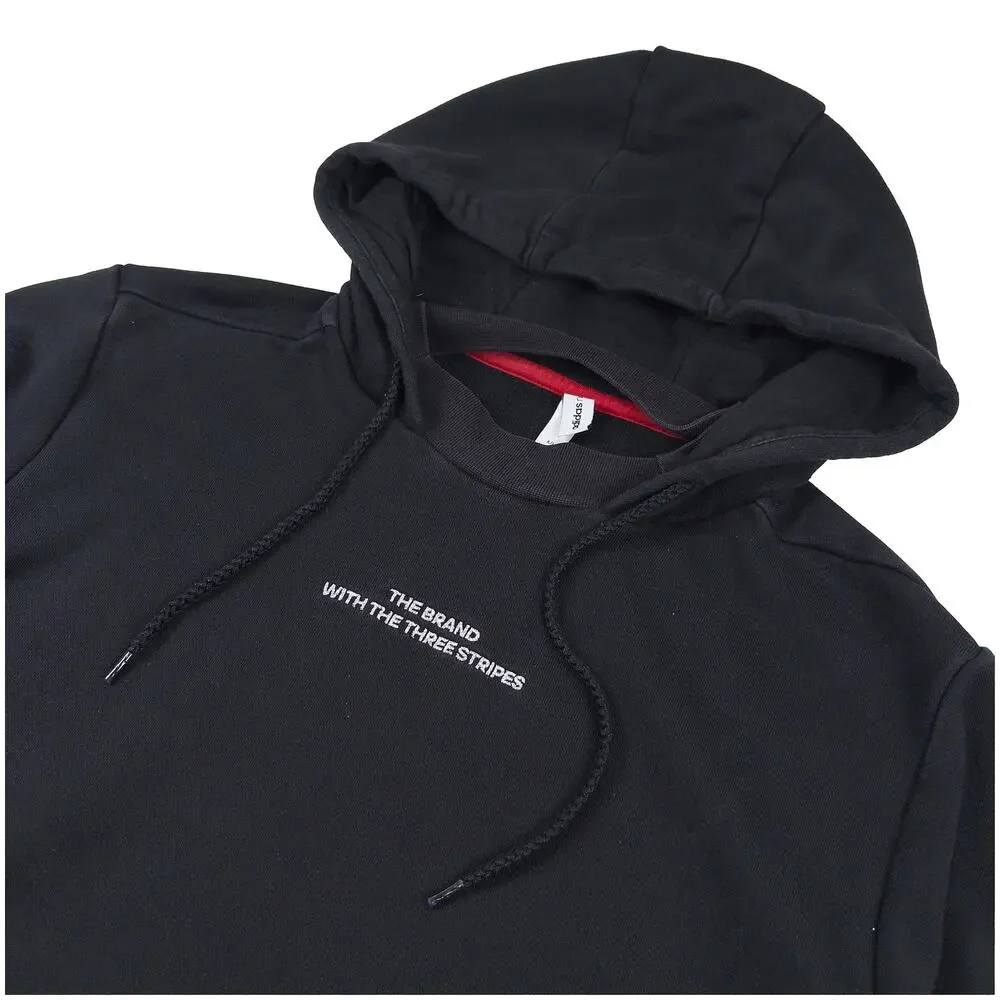Adidas Neo Hoodie Sweatshirt Mens S Black Silver Metallic Wave Graphic 2010s